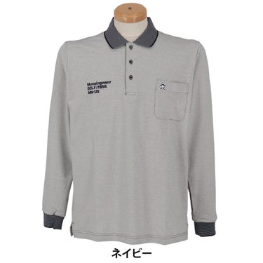 マンシングウェア Munsingwear　メンズ ドット鹿の子 長袖 ポロシャツ MG5SLS82M　2025年モデル ネイビー