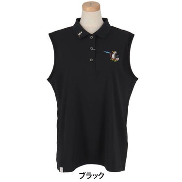 マンシングウェア Munsingwear　レディース 鹿の子 ノースリーブ ポロシャツ MG5SHS57L　2025年モデル ブラック