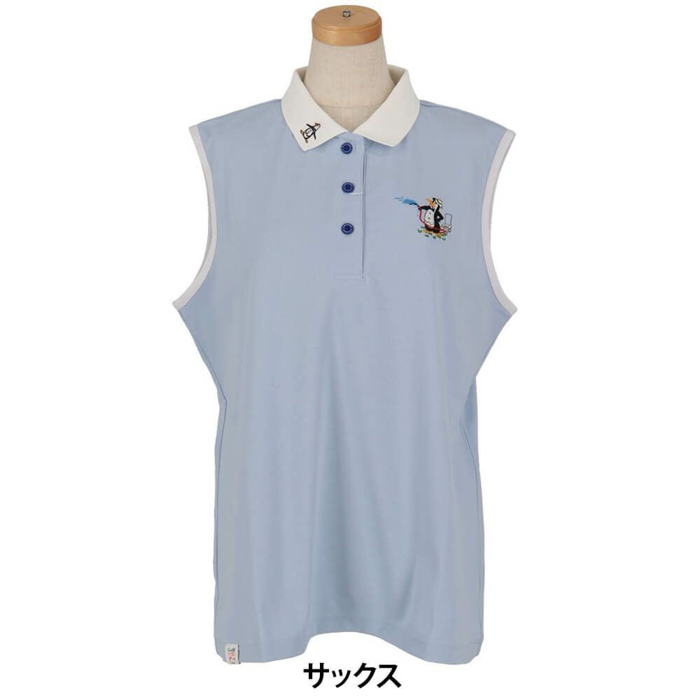 マンシングウェア Munsingwear　レディース 鹿の子 ノースリーブ ポロシャツ MG5SHS57L　2025年モデル サックス