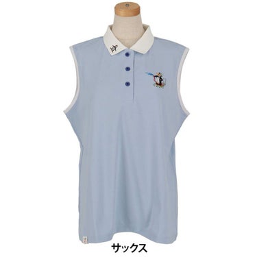 マンシングウェア Munsingwear　レディース 鹿の子 ノースリーブ ポロシャツ MG5SHS57L　2025年モデル サックス