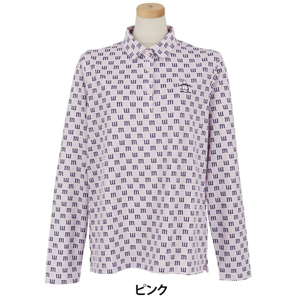 マンシングウェア Munsingwear　レディース ロゴプリント 長袖 ポロシャツ MG5SLS24L　2025年モデル ピンク