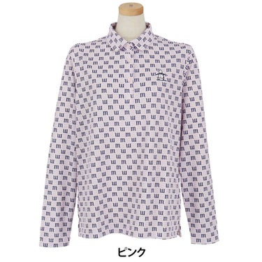 マンシングウェア Munsingwear　レディース ロゴプリント 長袖 ポロシャツ MG5SLS24L　2025年モデル ピンク
