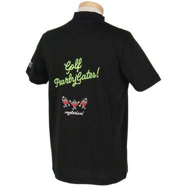 パーリーゲイツ PEARLY GATES　メンズ 地柄 鹿の子 ボーダー 半袖 モックネックシャツ 053-5167501　2025年モデル 詳細3