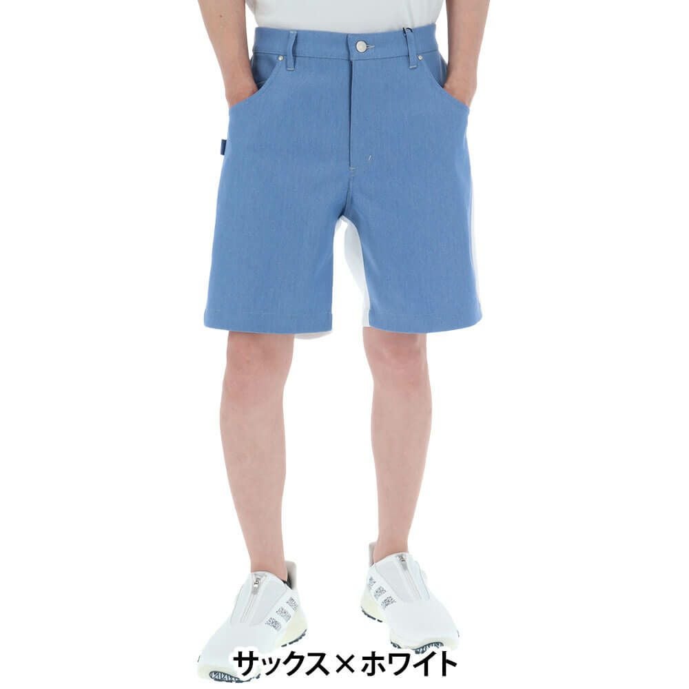 パーリーゲイツ PEARLY GATES　メンズ オックスダンボールニット×リサイクルPeストレッチデニム 5ポケット ショートパンツ 053-5132407　2025年モデル 詳細2