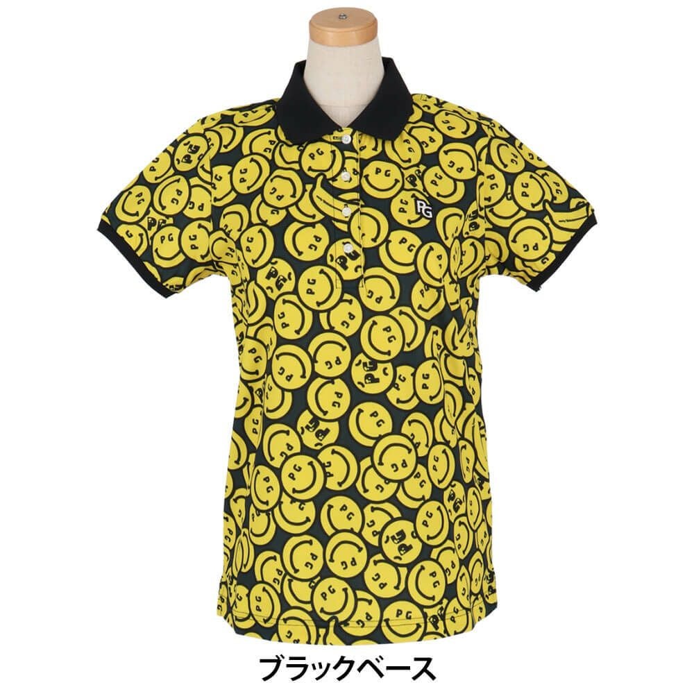 パーリーゲイツ PEARLY GATES レディース バナナPG SMILE柄 ジャージ 半袖 ポロシャツ 055-5160416 2025年モデル
