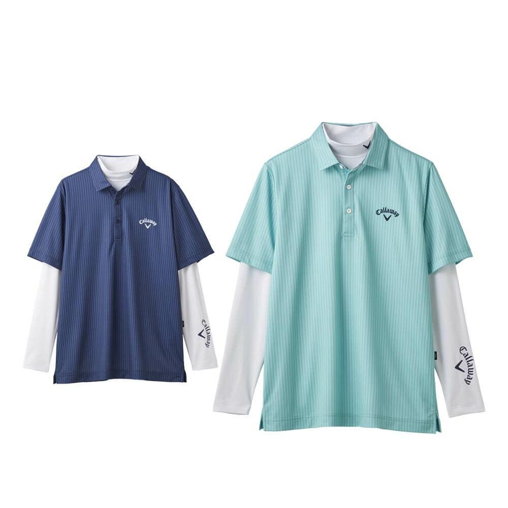 キャロウェイ Callaway メンズ ストライププリント 鹿の子 半袖