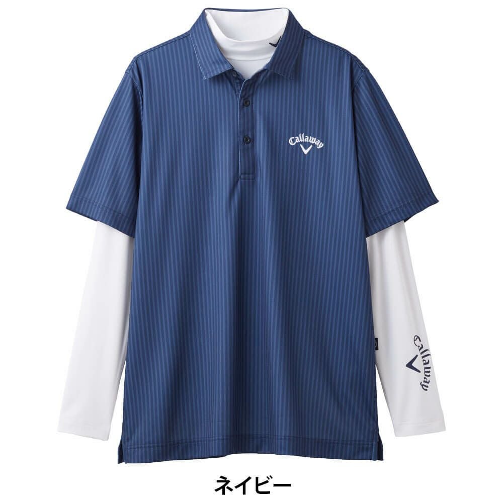 キャロウェイ Callaway メンズ ストライププリント 鹿の子 半袖