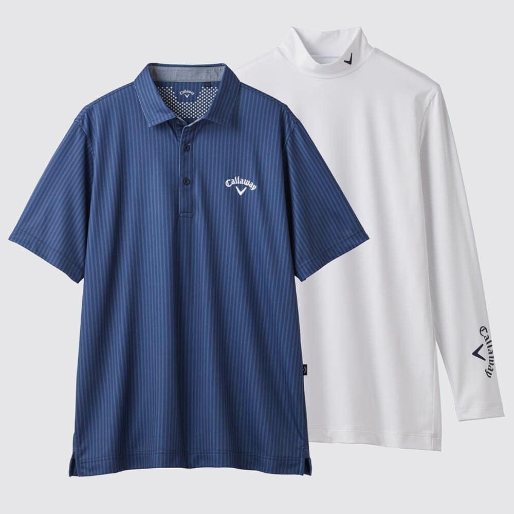 キャロウェイ Callaway メンズ ストライププリント 鹿の子 半袖