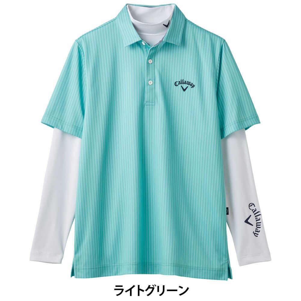 キャロウェイ Callaway　メンズ ストライププリント 鹿の子 半袖 ポロシャツ ＆ 長袖 インナーシャツ C25134126　2025年モデル 詳細5