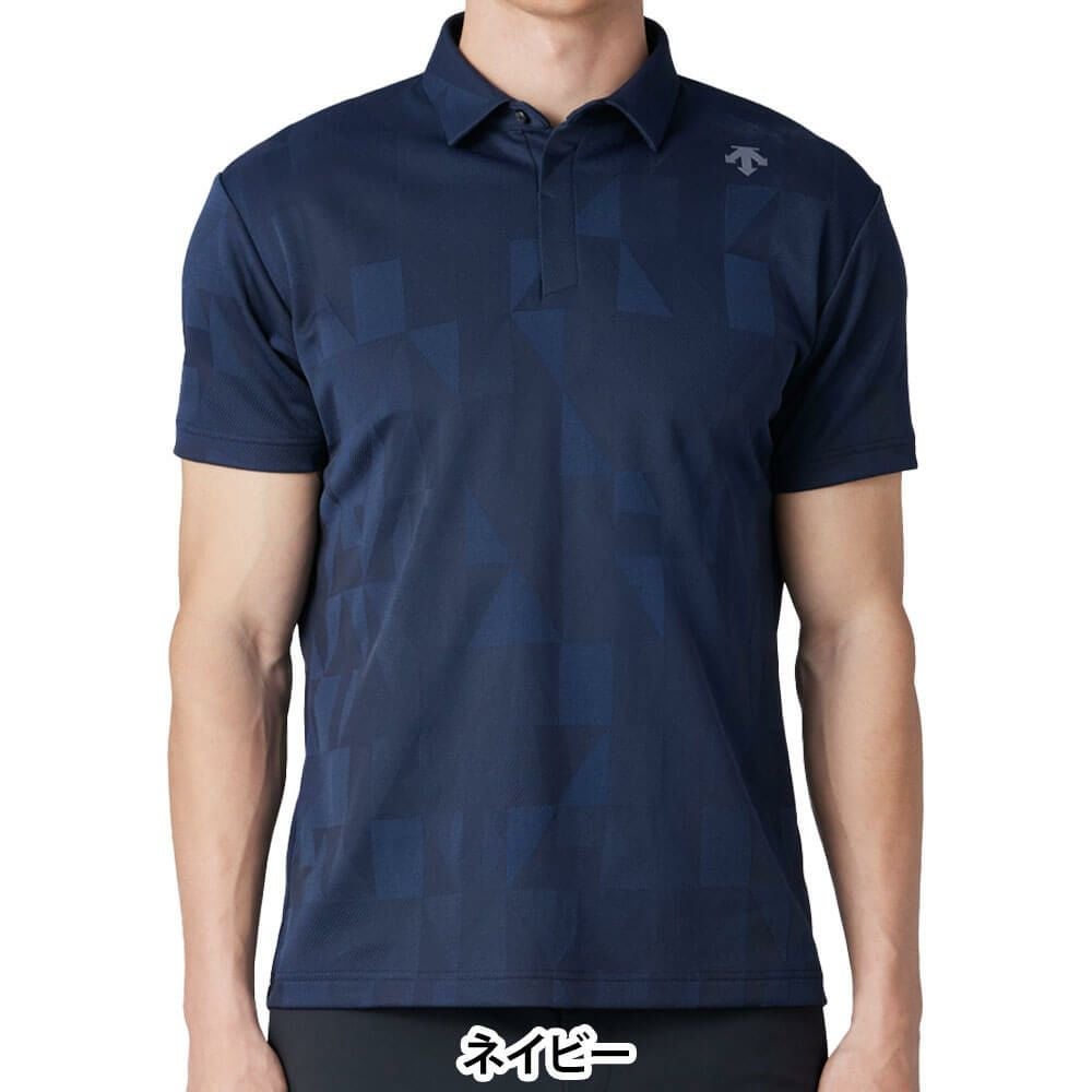 デサントゴルフ DESCENTE GOLF　メンズ オリガミ ジャカード 半袖 ポロシャツ DG5SHS20M　2025年モデル ネイビー