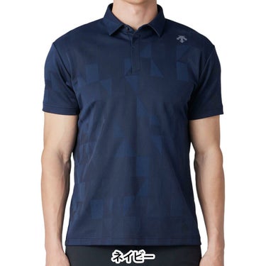 デサントゴルフ DESCENTE GOLF　メンズ オリガミ ジャカード 半袖 ポロシャツ DG5SHS20M　2025年モデル ネイビー
