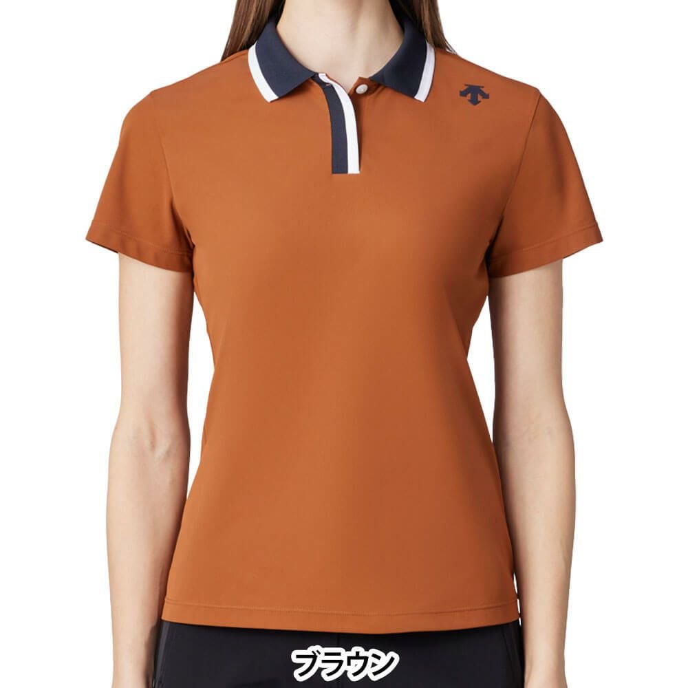 デサントゴルフ DESCENTE GOLF　レディース 鹿の子 半袖 ポロシャツ DG5SHS13L　2025年モデル ブラウン