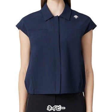 デサントゴルフ DESCENTE GOLF　レディース ドビー織 フレンチスリーブ ポロシャツ DG5STZ01L　2025年モデル ネイビー