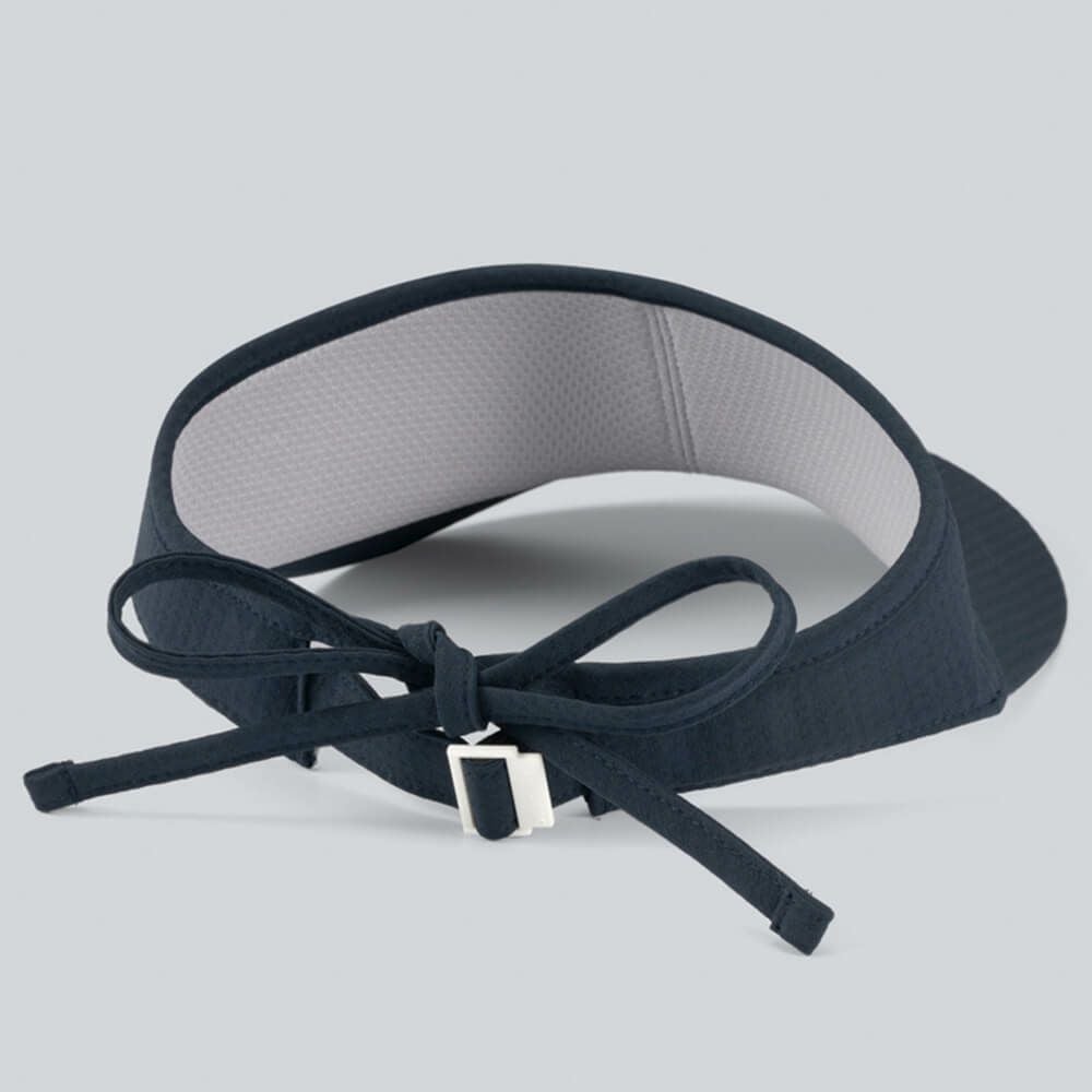 デサントゴルフ DESCENTE GOLF　レディース ワイドブリム リボン サンバイザー DG5SCP53L NV00 ネイビー　2025年モデル 詳細1