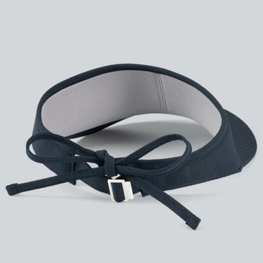 デサントゴルフ DESCENTE GOLF　レディース ワイドブリム リボン サンバイザー DG5SCP53L NV00 ネイビー　2025年モデル 詳細1