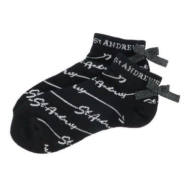セントアンドリュース St ANDREWS　レディース シグネチャー柄 アンクルソックス 042-5186552 010 ブラック ゴルフウェア