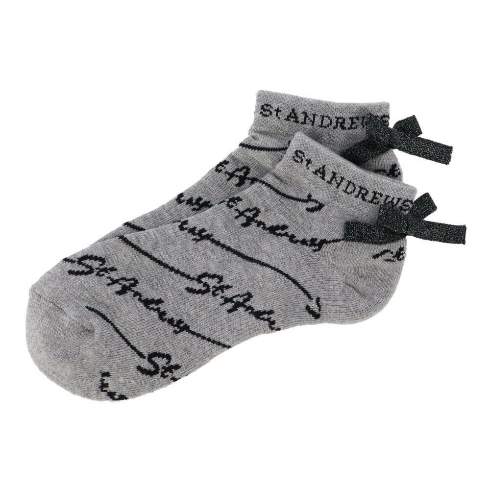 セントアンドリュース St ANDREWS　レディース シグネチャー柄 アンクルソックス 042-5186552 020 グレー ゴルフウェア