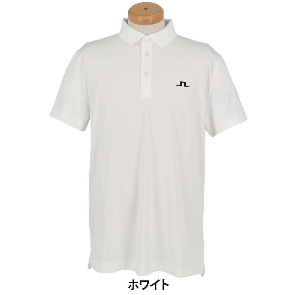 Jリンドバーグ J.LINDEBERG　メンズ ロゴデザイン ストレッチ 半袖 ポロシャツ 071-23343　2025年モデル ホワイト