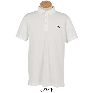 Jリンドバーグ J.LINDEBERG　メンズ ロゴデザイン ストレッチ 半袖 ポロシャツ 071-23343　2025年モデル ホワイト