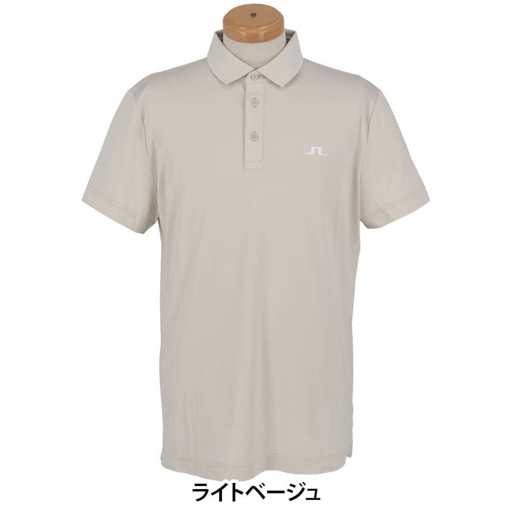Jリンドバーグ J.LINDEBERG　メンズ ロゴデザイン ストレッチ 半袖 ポロシャツ 071-23343　2025年モデル ライトベージュ