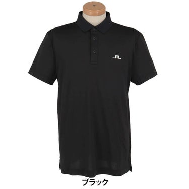 Jリンドバーグ J.LINDEBERG　メンズ ロゴデザイン ストレッチ 半袖 ポロシャツ 071-23343　2025年モデル ブラック