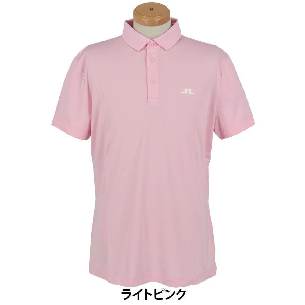 Jリンドバーグ J.LINDEBERG　メンズ ロゴデザイン ストレッチ 半袖 ポロシャツ 071-23343　2025年モデル ライトピンク