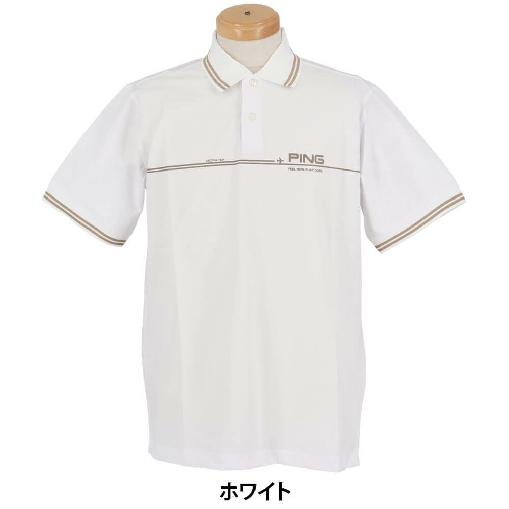 ピン PING　メンズ ラインデザイン ロゴプリント 二重織 半袖 ポロシャツ 621-5160301　2025年モデル 詳細4