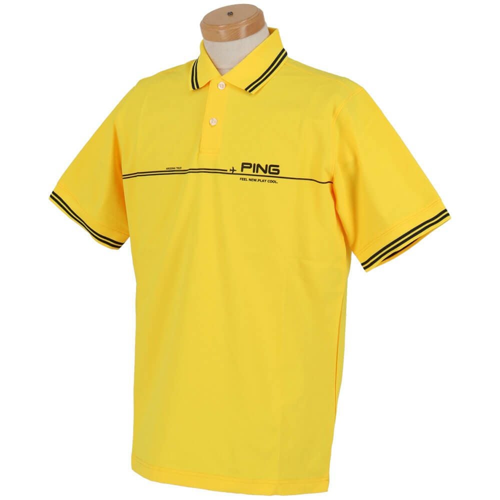 ピン PING　メンズ ラインデザイン ロゴプリント 二重織 半袖 ポロシャツ 621-5160301　2025年モデル 詳細9