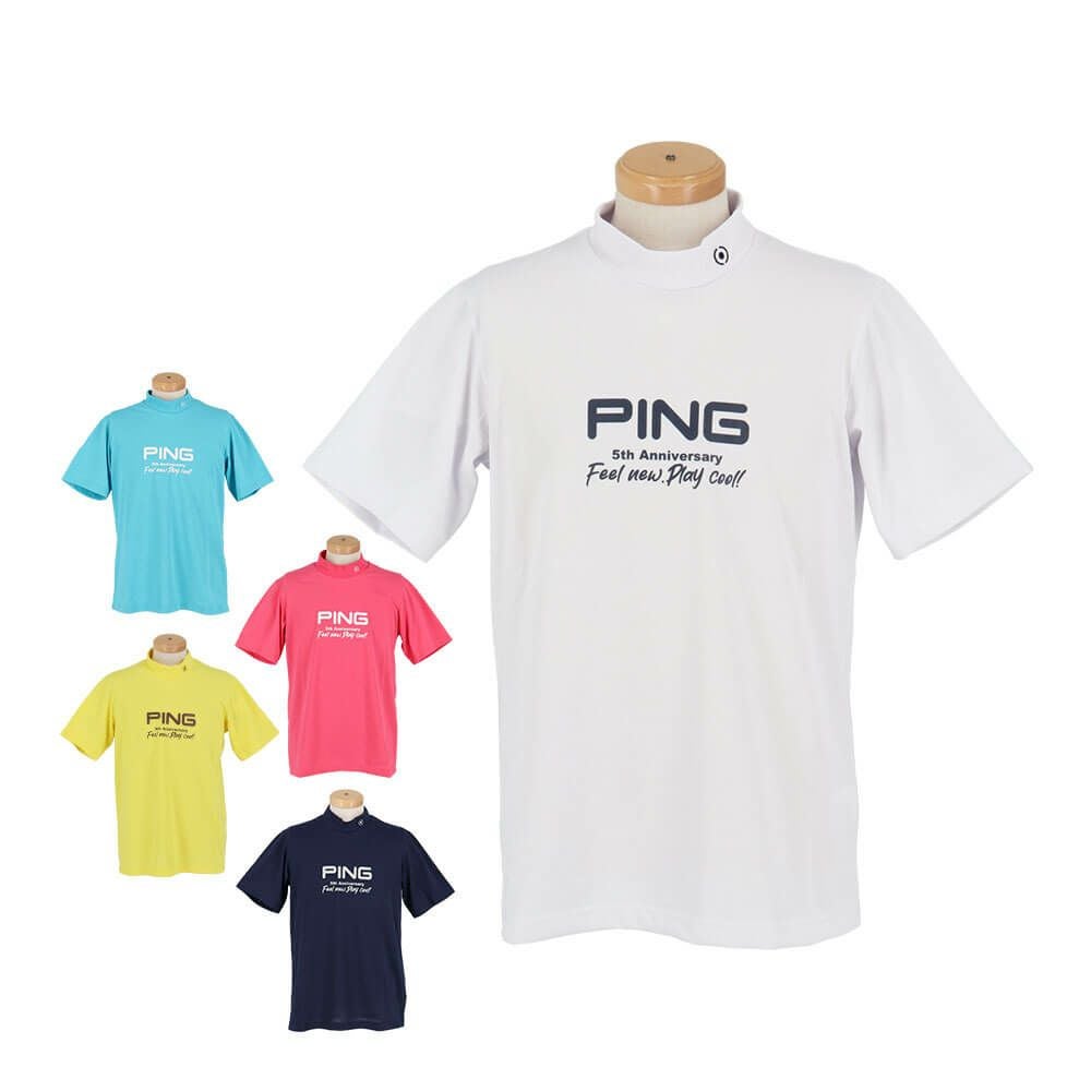 ピン PING　メンズ ロゴプリント プレーティング天竺 半袖 ハイネックシャツ 621-5167307　2025年モデル 詳細1