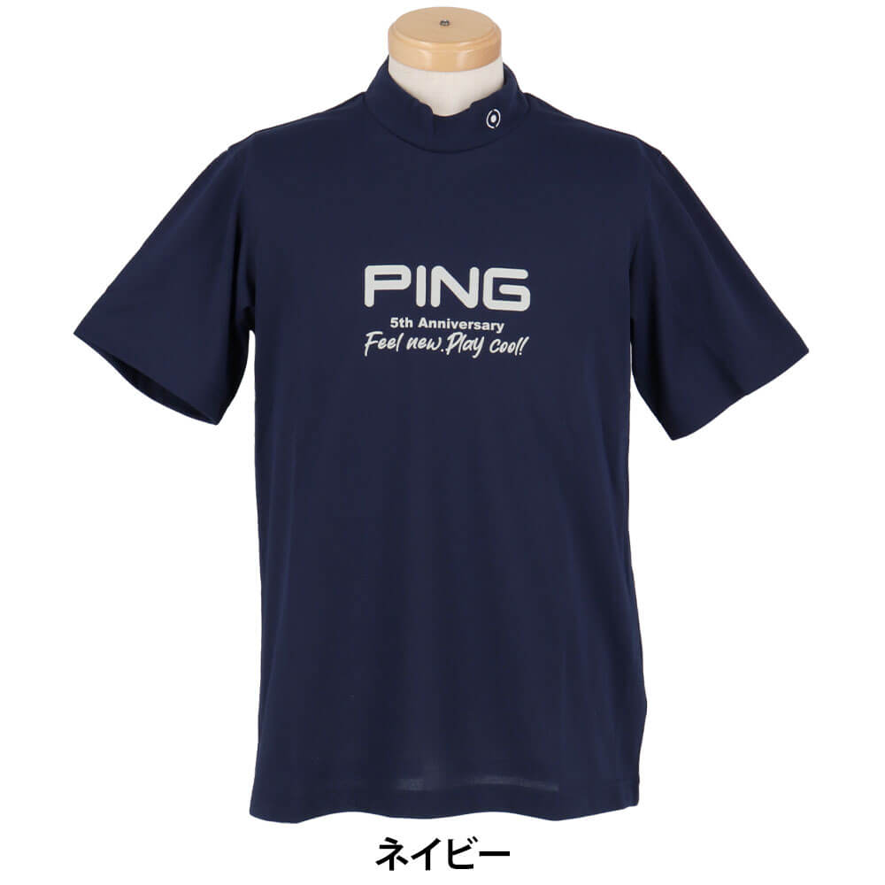 ピン PING　メンズ ロゴプリント プレーティング天竺 半袖 ハイネックシャツ 621-5167307　2025年モデル 詳細4