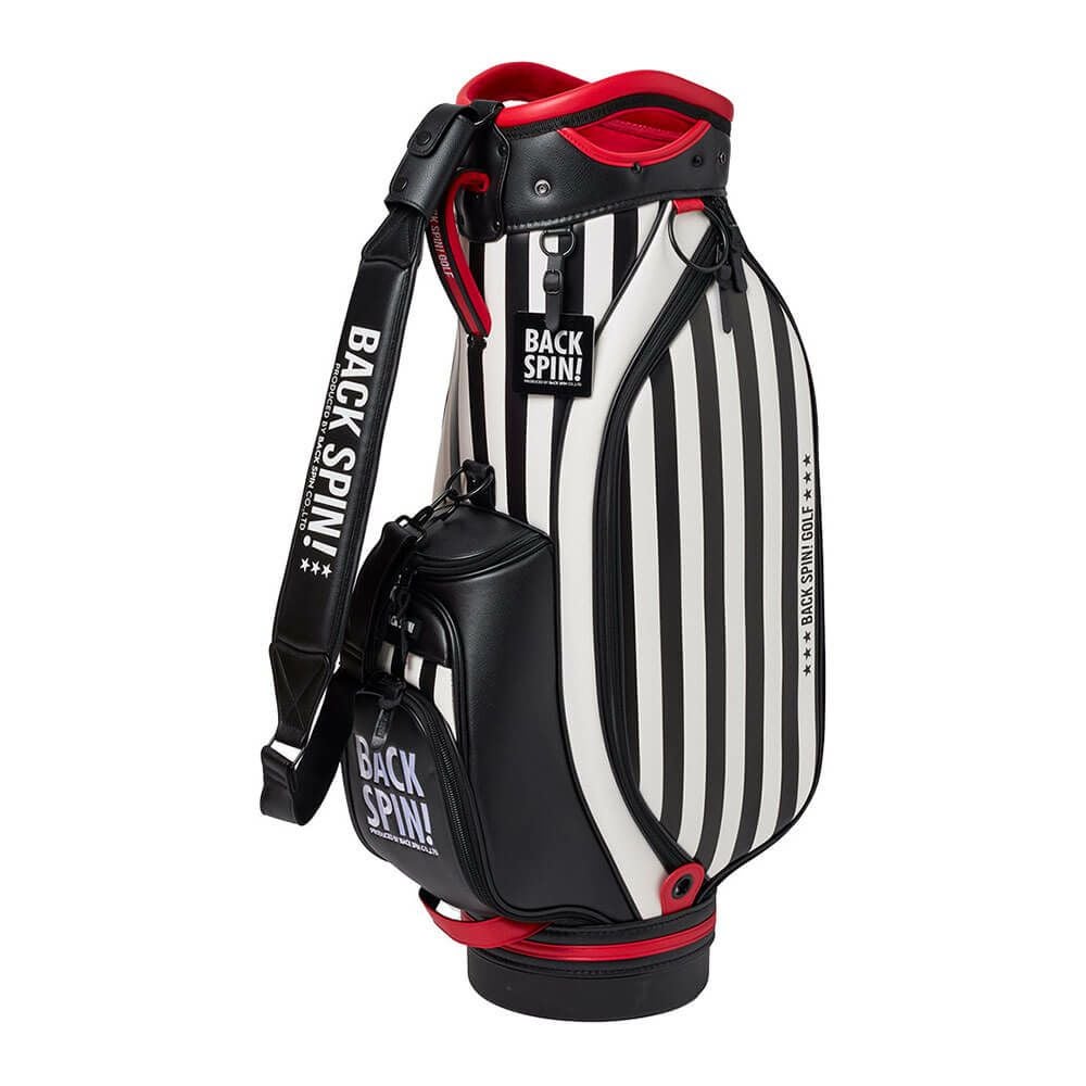 バックスピンゴルフ BACK SPIN! GOLF ストライプ キャディバッグ BSBE01C107 WHBK ホワイト/ブラック 2025年モデル