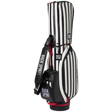 バックスピンゴルフ BACK SPIN! GOLF　ストライプ キャディバッグ BSBE01C107 WHBK ホワイト/ブラック　2025年モデル　詳細2