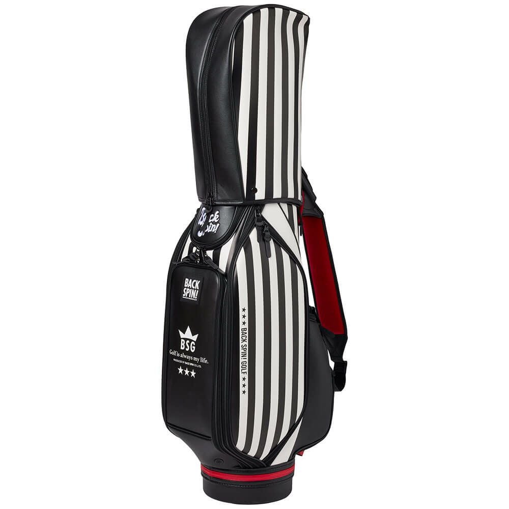 バックスピンゴルフ BACK SPIN! GOLF　ストライプ キャディバッグ BSBE01C107 WHBK ホワイト/ブラック　2025年モデル　詳細3