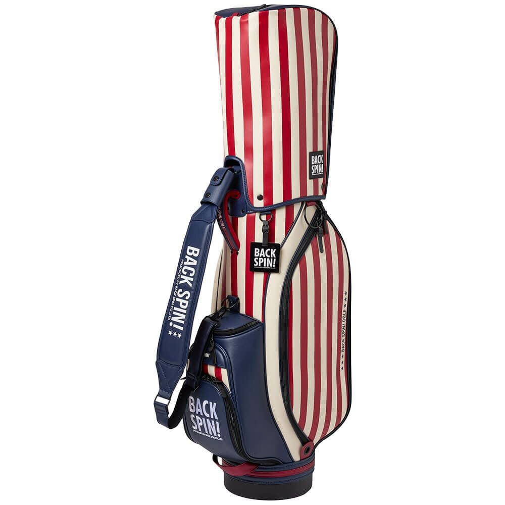 バックスピンゴルフ BACK SPIN! GOLF　ストライプ キャディバッグ BSBE01C107 RDNV レッド/ネイビー　2025年モデル　詳細2