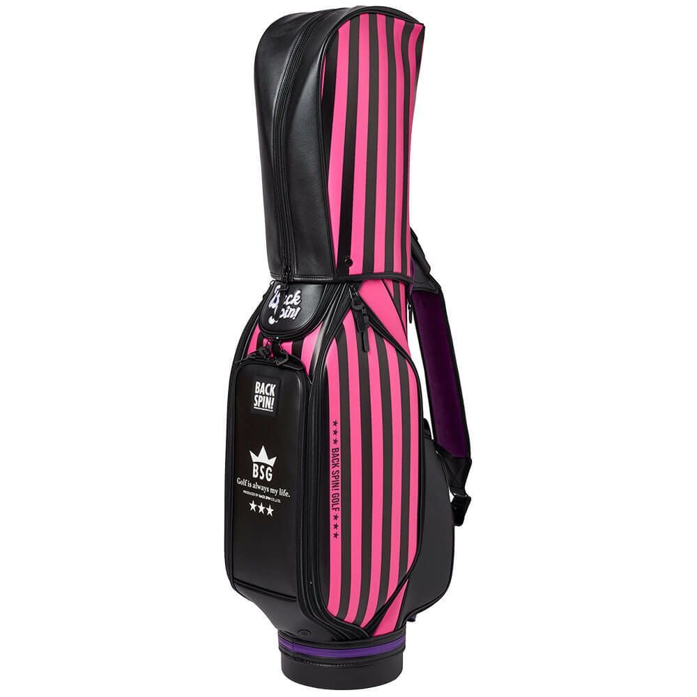 バックスピンゴルフ BACK SPIN! GOLF　ストライプ キャディバッグ BSBE01C107 PKBK ピンク/ブラック　2025年モデル　詳細3