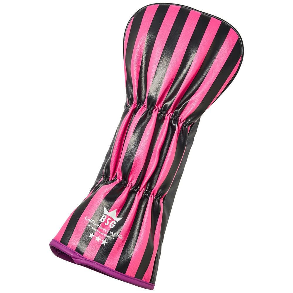 バックスピンゴルフ BACK SPIN! GOLF　ストライプ ドライバー用 ヘッドカバー BSBE01H515 PKBK ピンク/ブラック　2025年モデル　詳細2