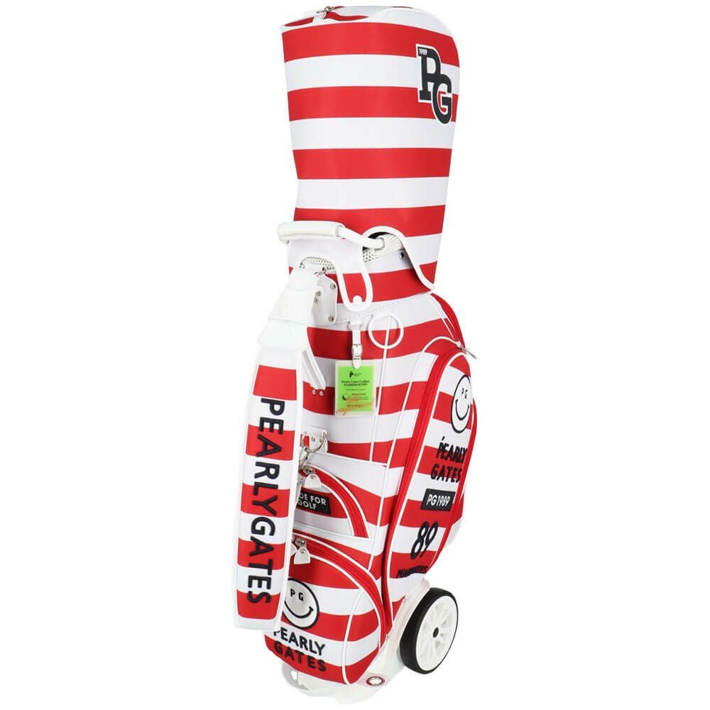 パーリーゲイツ PEARLY GATES　キャスター付き ボーダー柄 キャディバッグ 053-5180501 101 レッド　2025年モデル　詳細5