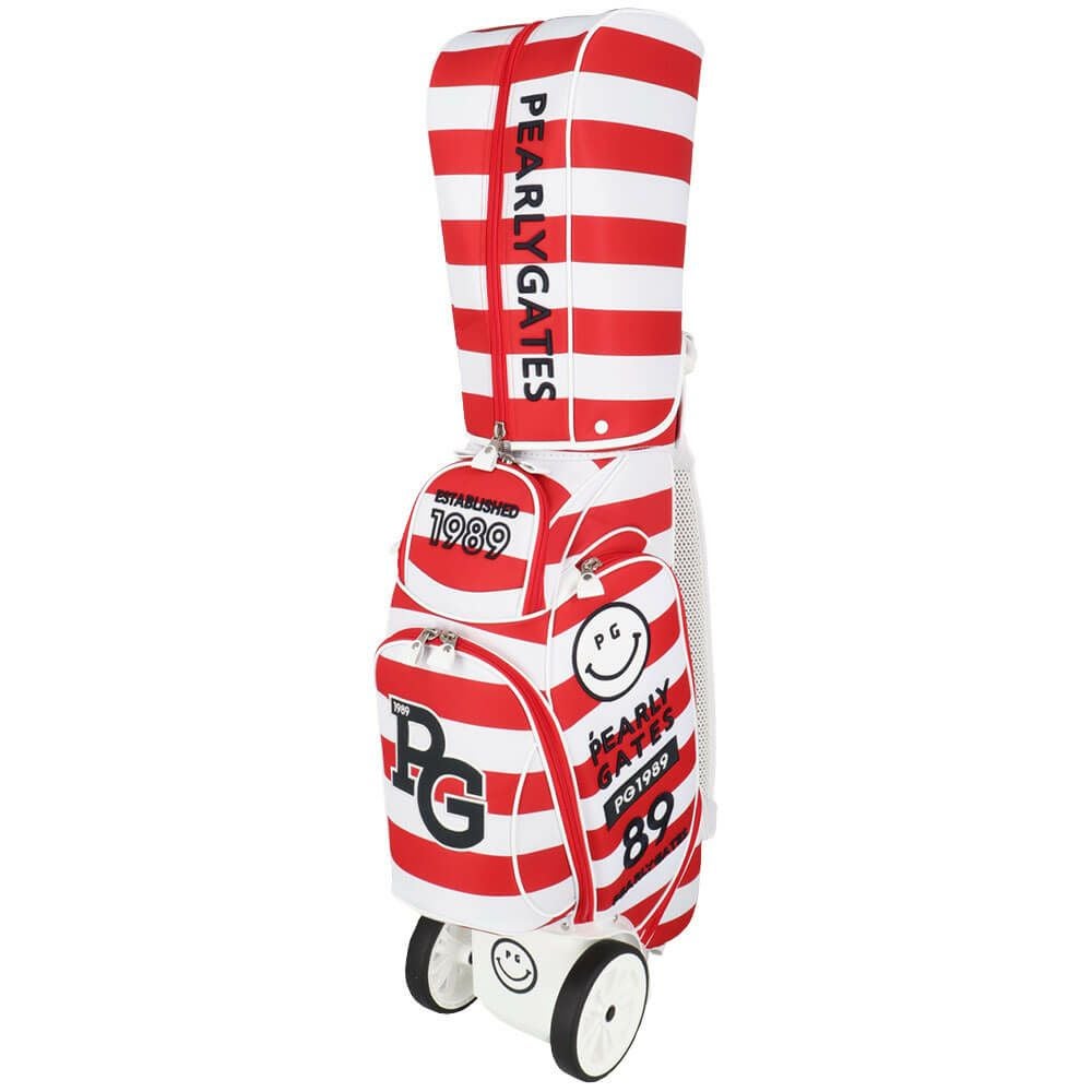 パーリーゲイツ PEARLY GATES　キャスター付き ボーダー柄 キャディバッグ 053-5180501 101 レッド　2025年モデル　詳細6
