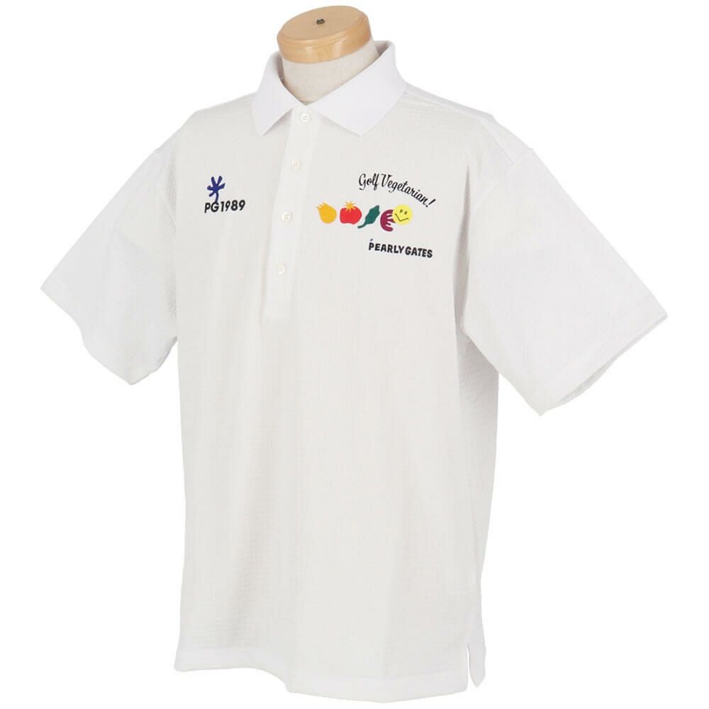 パーリーゲイツ PEARLY GATES　メンズ ロゴプリント Pe格子サッカー 半袖 ポロシャツ 053-5260617　2025年モデル 詳細5