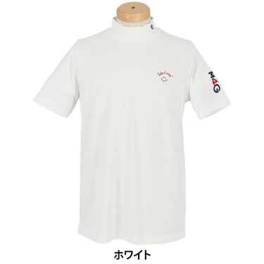 パーリーゲイツ PEARLY GATES　メンズ ハニカム 鹿の子 半袖 モックネックシャツ 053-5267601　2025年モデル ホワイト