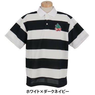パーリーゲイツ PEARLY GATES　メンズ 切替ボーダー 半袖 ポロシャツ 053-5160509　2025年モデル ホワイト×ダークネイビー