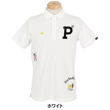 パーリーゲイツ PEARLY GATES　メンズ ワッフルメッシュ 半袖 ポロシャツ 053-5160513　2025年モデル ホワイト