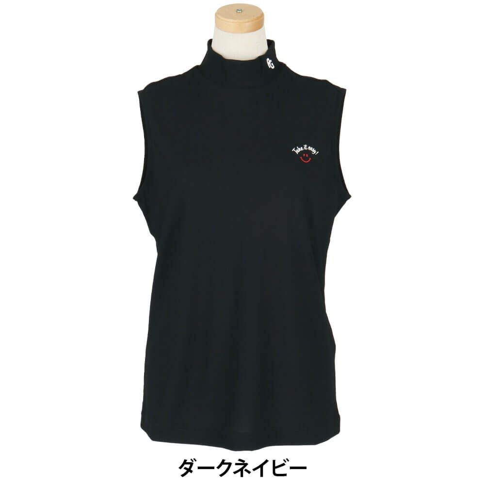 パーリーゲイツ PEARLY GATES　レディース ハニカム 鹿の子 スリーブレス モックネックシャツ 055-5267612　2025年モデル ダークネイビー