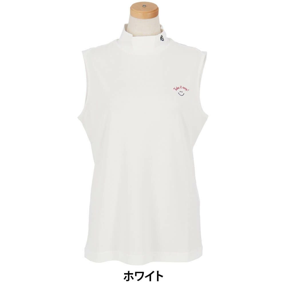 パーリーゲイツ PEARLY GATES レディース ハニカム 鹿の子 スリーブレス モックネックシャツ 055-5267612 2025年モデル
