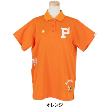 パーリーゲイツ PEARLY GATES　レディース ワッフルメッシュ 半袖 ポロシャツ 055-5160514　2025年モデル オレンジ