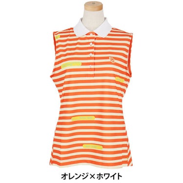 パーリーゲイツ PEARLY GATES　レディース 4WAY ポップコーン スリーブレス ポロシャツ 055-5160526　2025年モデル オレンジ×オフホワイト