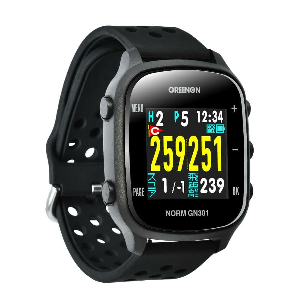 グリーンオン ザ・ゴルフウォッチ THE GOLF WATCH GN301 腕時計型 GPSゴルフナビ 距離計測器 ブラック
