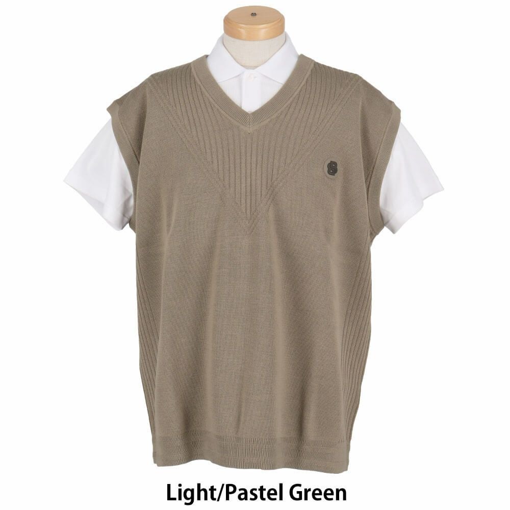 ボス BOSS　編地切替 ロゴ刺繍 Vネック ベスト 50530952