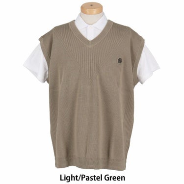 ボス BOSS　編地切替 ロゴ刺繍 Vネック ベスト 50530952