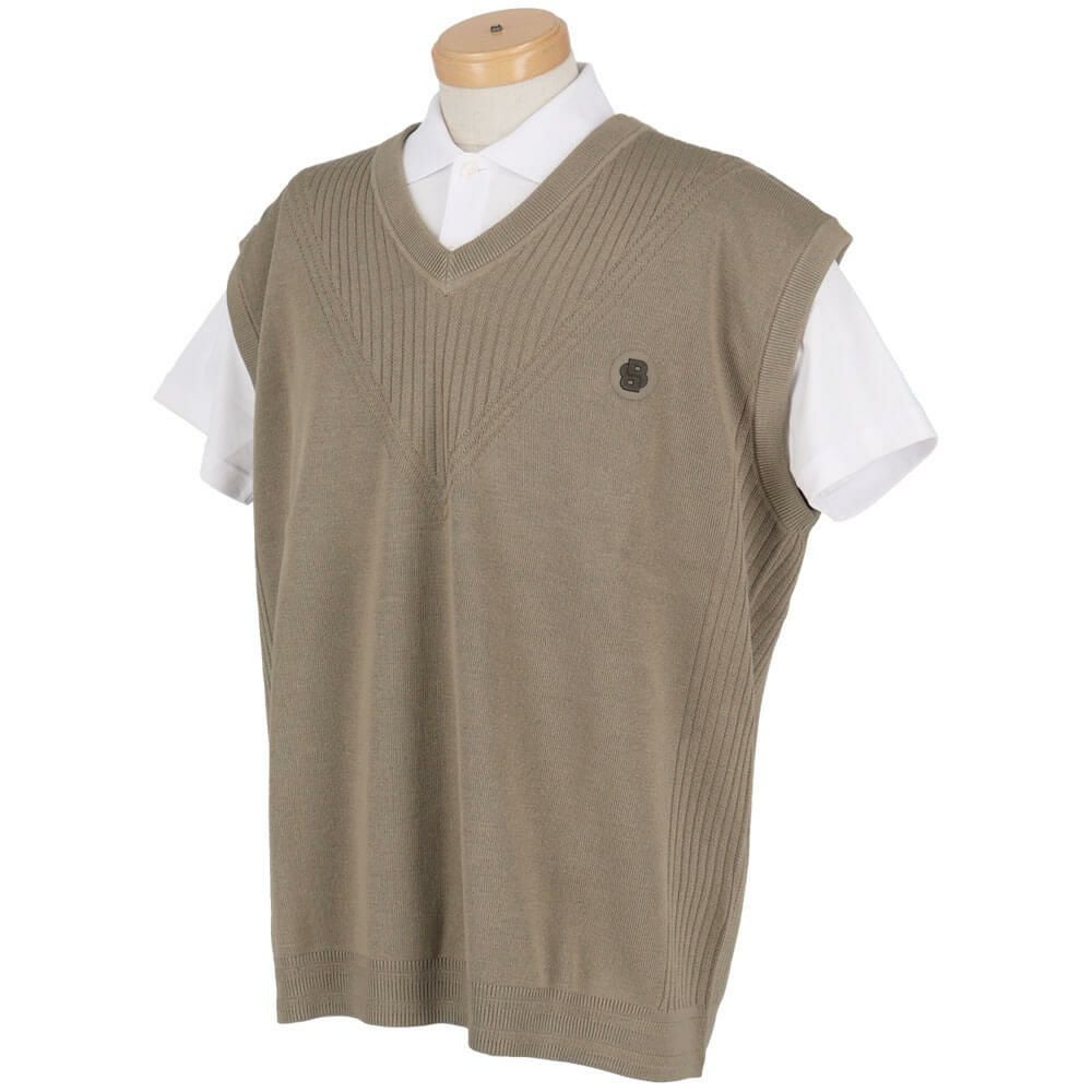 ボス BOSS　編地切替 ロゴ刺繍 Vネック ベスト 50530952 画像3